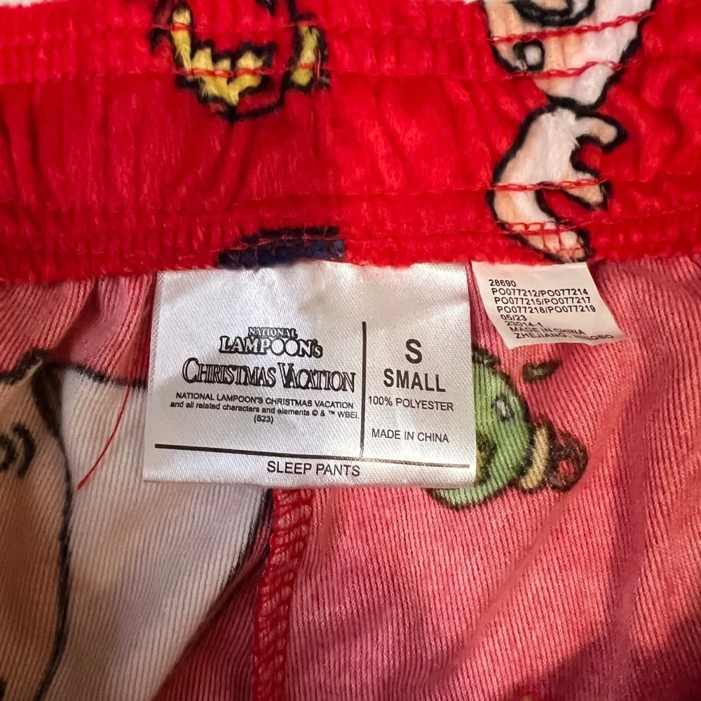 National Lampoons Christmas Vacation Mens Pajama‎ Pants Red Graphic Sleepwear S